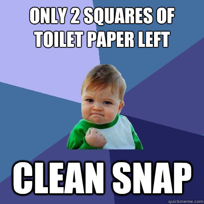 Only 2 squares of toilet paper left clean snap  Success Kid
