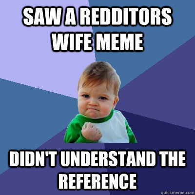 Saw a Redditors Wife meme didn't understand the reference  Success Kid