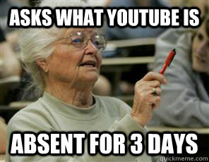 asks what youtube is absent for 3 days - asks what youtube is absent for 3 days  Senior College Student