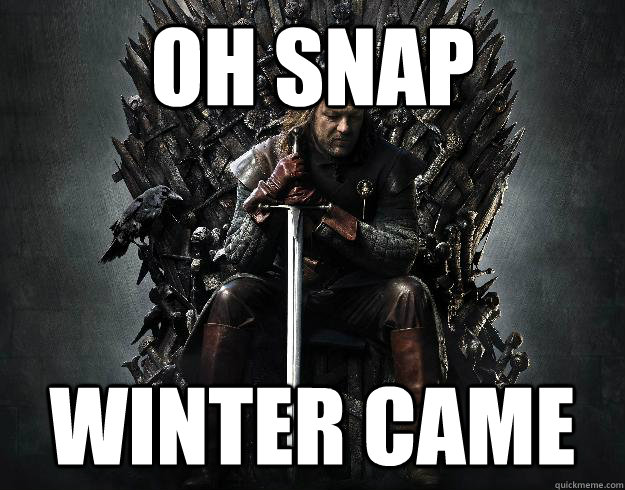 Oh snap winter came - Oh snap winter came  Stupid Ned Stark