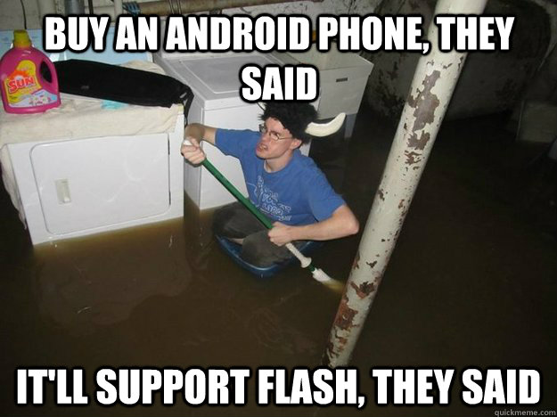 Buy an Android phone, they said It'll support Flash, they said  Do the laundry they said