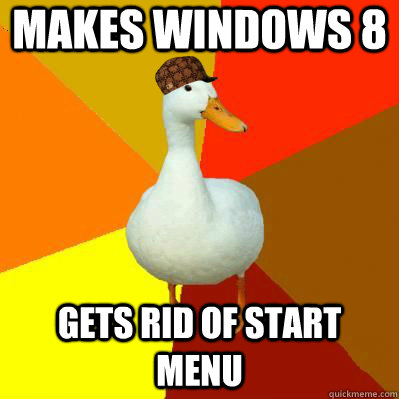 Makes windows 8 gets rid of start menu  