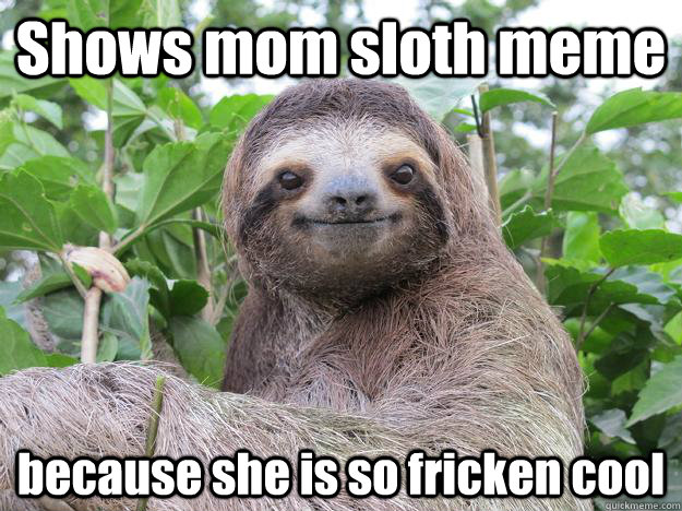 Shows mom sloth meme because she is so fricken cool - Shows mom sloth meme because she is so fricken cool  Stoned Sloth