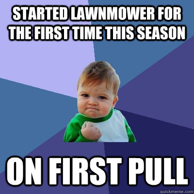 Started lawnmower for the first time this season On first pull  Success Kid