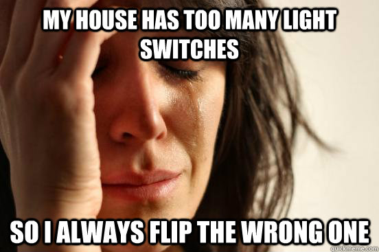 My house has too many light switches so i always flip the wrong one  First World Problems