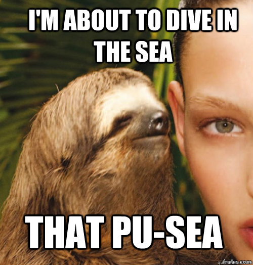 I'm about to dive in the sea That pu-sea  rape sloth