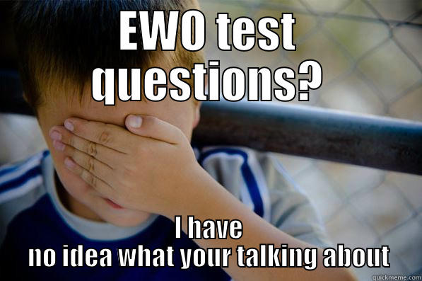 EWO TEST QUESTIONS? I HAVE NO IDEA WHAT YOUR TALKING ABOUT Confession kid