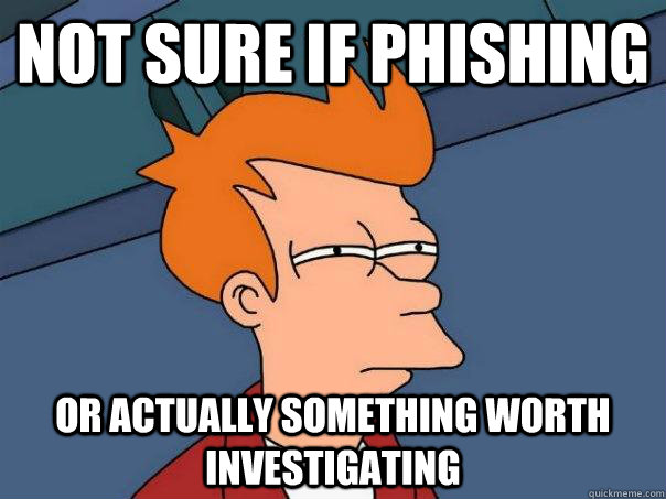 Not sure if phishing Or actually something worth investigating  Futurama Fry