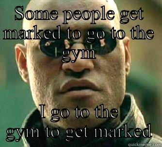 SOME PEOPLE GET MARKED TO GO TO THE GYM I GO TO THE GYM TO GET MARKED Matrix Morpheus