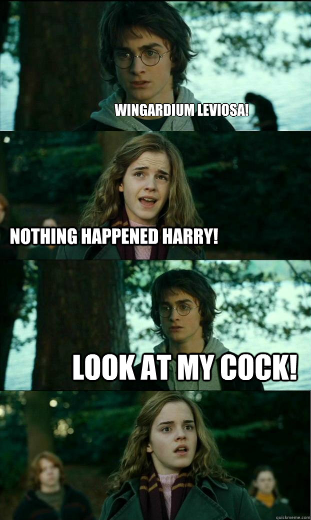 Wingardium Leviosa! Nothing happened Harry! Look at my cock!  Horny Harry