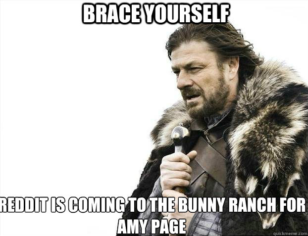 BRACE YOURSELF Reddit is coming to the bunny ranch for Amy Page  BRACE YOURSELF TIMELINE POSTS
