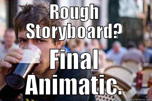 ROUGH STORYBOARD? FINAL ANIMATIC. Lazy College Senior