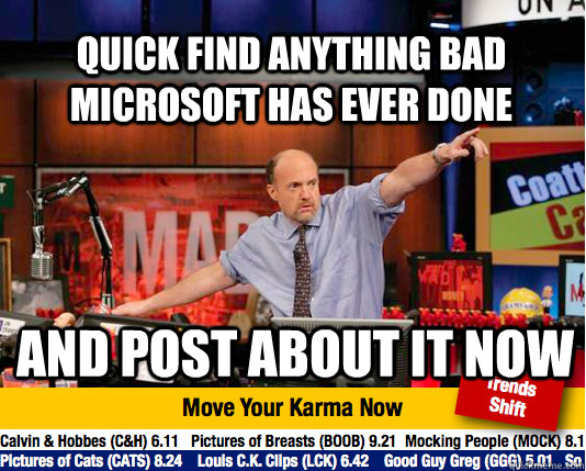 Quick Find anything bad Microsoft has ever done And post about it now - Quick Find anything bad Microsoft has ever done And post about it now  Mad Karma with Jim Cramer