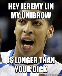 Hey Jeremy Lin my unibrow  Is longer than your Dick  