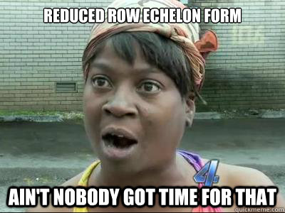 Reduced Row Echelon Form AIN'T NOBODY GOT time FOR THAT - Reduced Row Echelon Form AIN'T NOBODY GOT time FOR THAT  Misc