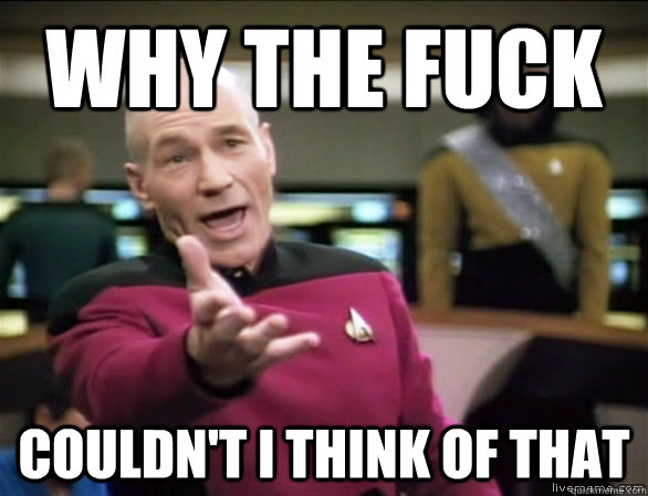 why the fuck couldn't i think of that  Annoyed Picard HD