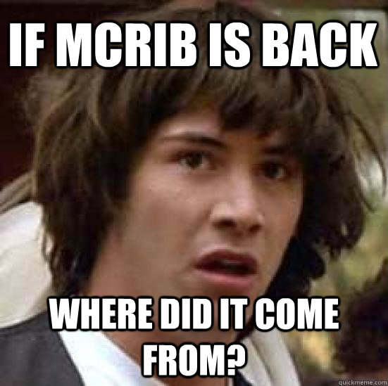 if mcrib is back where did it come from?  conspiracy keanu