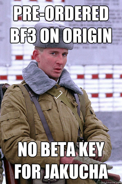 pre-ordered BF3 on origin no beta key for jakucha  