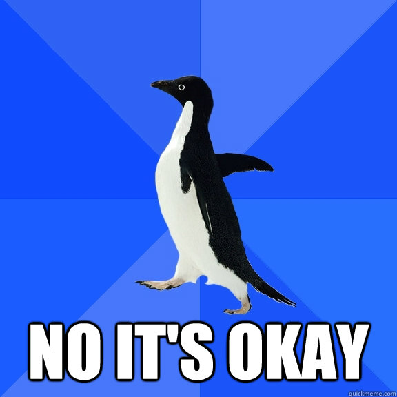   NO IT'S OKAY  Socially Awkward Penguin