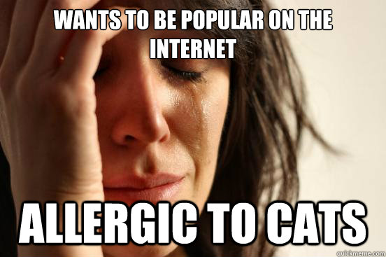 Wants to be popular on the internet Allergic to cats  First World Problems