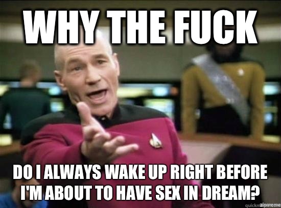 Why the fuck Do I always wake up right before I'm about to have sex in dream?  Annoyed Picard HD