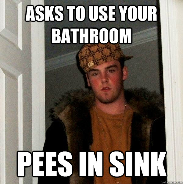 Asks to use your bathroom Pees in sink  Scumbag Steve