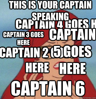 THIS IS YOUR CAPTAIN SPEAKING CAPTAIN 2 GOES HERE CAPTAIN 3 GOES HERE CAPTAIN 4 GOES HERE CAPTAIN 5 GOES HERE CAPTAIN 6 GOES HERE   