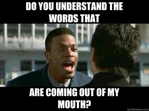 Do you understand the words that are coming out of my mouth? - Do you understand the words that are coming out of my mouth?  Rush Hour - Chris Tucker quote