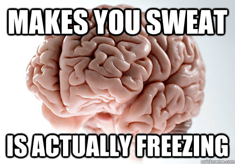makes you sweat is actually freezing  Scumbag Brain