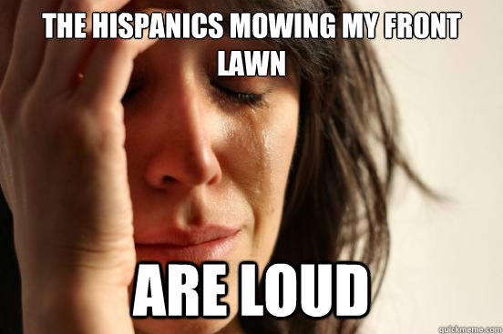 The hispanics mowing my front lawn are loud  First World Problems