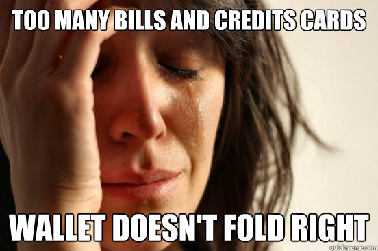 Too many bills and credits cards Wallet doesn't fold right  First World Problems