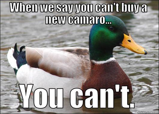 Can't do it.. - WHEN WE SAY YOU CAN'T BUY A NEW CAMARO... YOU CAN'T. Actual Advice Mallard