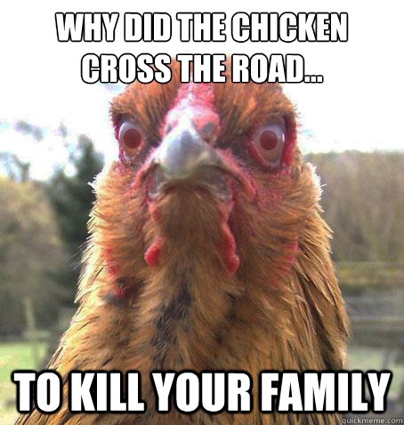 Why did the chicken cross the road... to kill your family  RageChicken