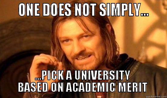     ONE DOES NOT SIMPLY...    ...PICK A UNIVERSITY BASED ON ACADEMIC MERIT Boromir