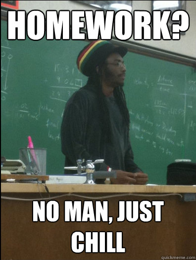 HOMework? no man, just chill  Rasta Science Teacher