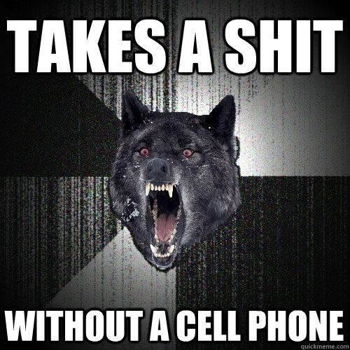 takes a shit without a cell phone  Insanity Wolf