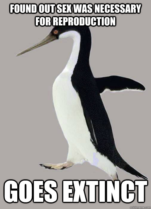 Found out sex was necessary for reproduction Goes extinct  