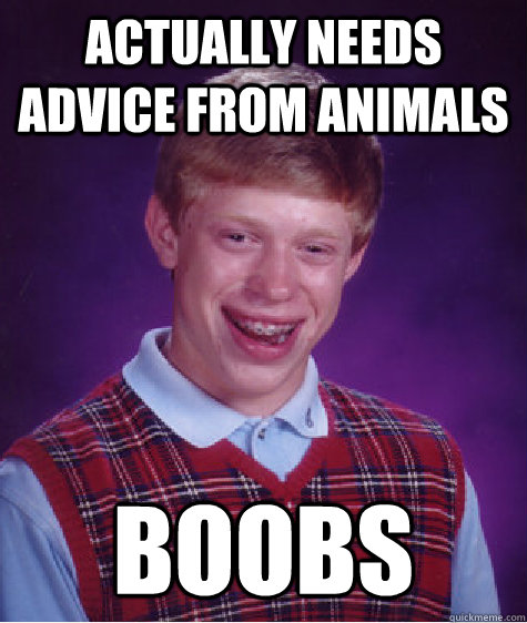 Actually needs advice from animals boobs  Bad Luck Brian