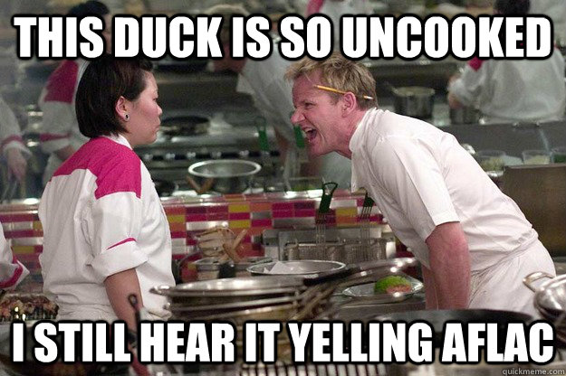 This Duck is so uncooked i still hear it yelling aflac  gordon ramsay