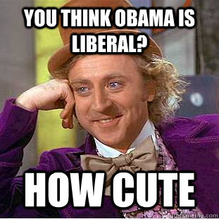 You think Obama is liberal? How cute  Creepy Wonka