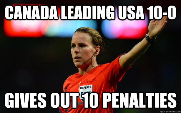 Canada leading USA 10-0 Gives out 10 penalties  
