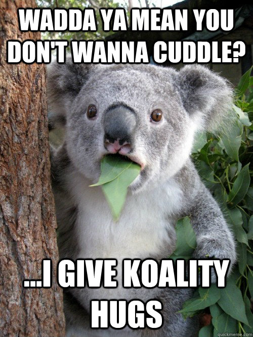 wadda ya mean you don't wanna cuddle? ...i give Koality hugs - wadda ya mean you don't wanna cuddle? ...i give Koality hugs  Surprised Koala