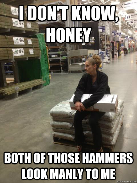 I don't know, honey both of those hammers look manly to me - I don't know, honey both of those hammers look manly to me  Lowes girl