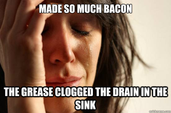 Made so much bacon the grease clogged the drain in the sink  FirstWorldProblems