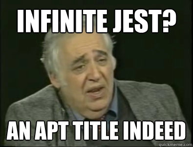 Infinite Jest? an apt title indeed  Frustrated Harold Bloom