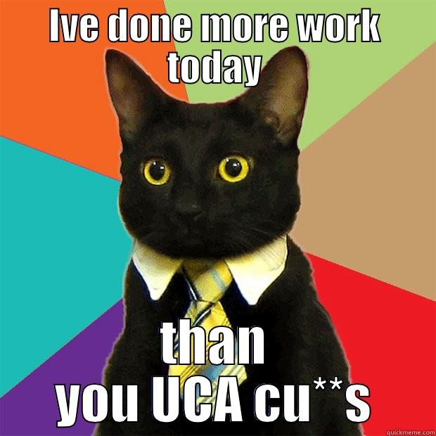 IVE DONE MORE WORK TODAY THAN YOU UCA CU**S Business Cat