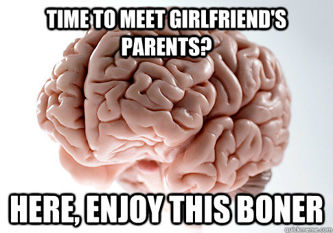 Time to meet girlfriend's parents? here, enjoy this boner - Time to meet girlfriend's parents? here, enjoy this boner  Scumbag Brain