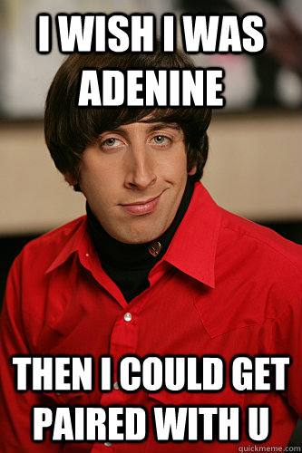 I wish I was Adenine Then I could get paired with U - I wish I was Adenine Then I could get paired with U  Howard Wolowitz