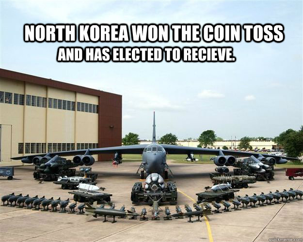 North korea won the coin toss and has elected to recieve.  North Korea