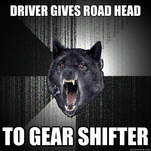 driver gives road head to gear shifter  Insanity Wolf